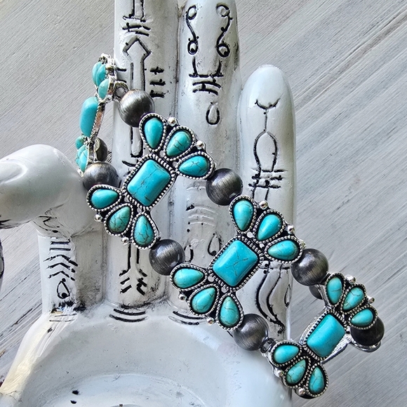 Blue Howlite ✦ Cat’s Eye Stretch Bracelet ✦ 40ctw Energy Shield ✦ One Size NWT - Picture 7 of 11